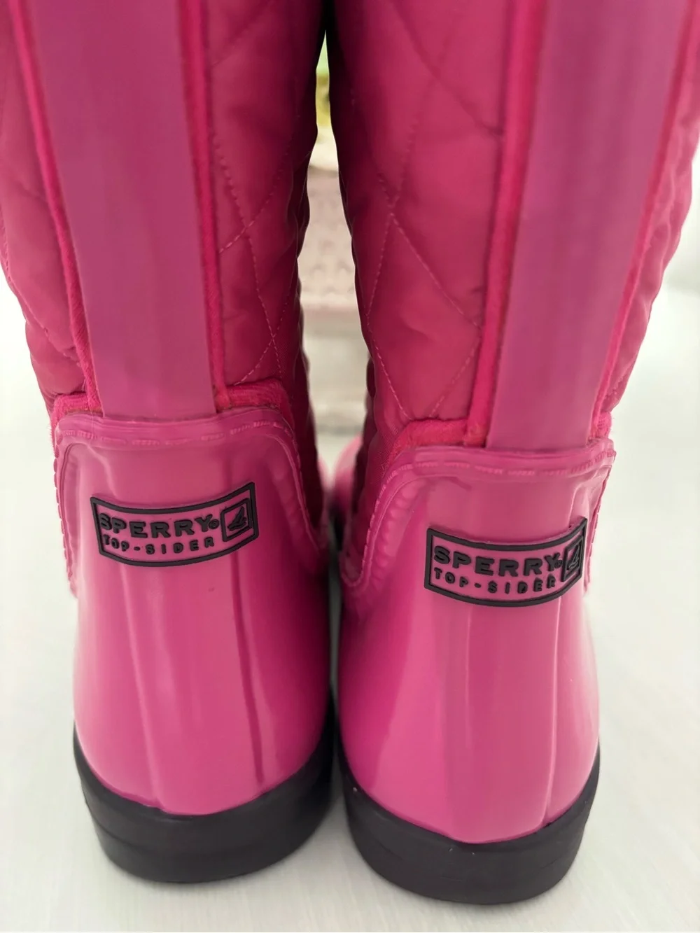 Sperry Pink mid-calf Quilted Rain Boots